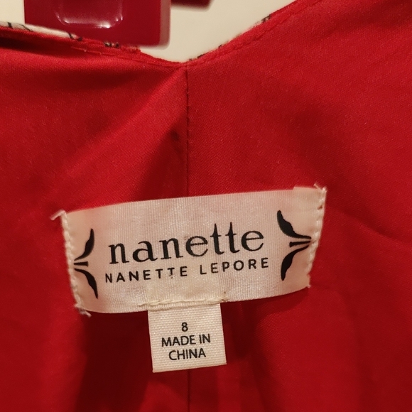 Nanette Lepore Red and Black V-Neck High Low Dress - Picture 5 of 7